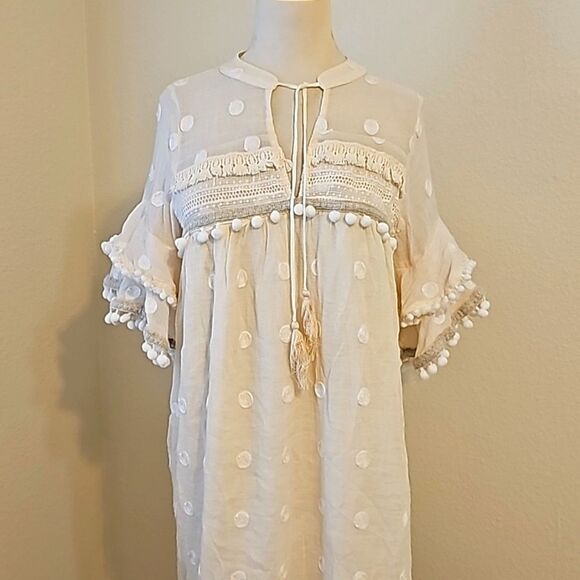 HARPER NY POLKA-DOT BOHO TUNIC DRESS SIZE SMALL - Picture 9 of 12
